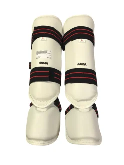 Used AAMA Martial Arts Shin Pads White LG