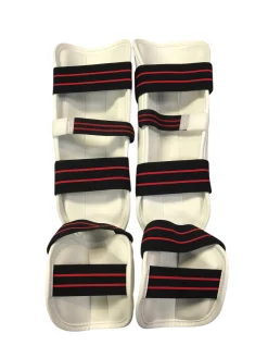 Used AAMA Martial Arts Shin Pads White LG