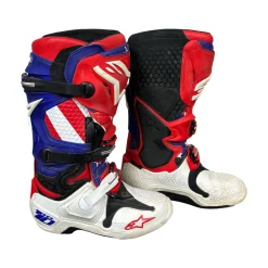 Used Alpine Stars TECH 10 Mens Motocross Boots Navy Blue Senior 8