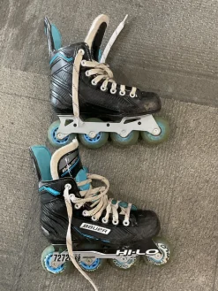 Used Bauer RSX HI-LO Junior Roller Quad Skates Black Junior 05.5