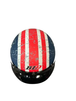 Used BLD OPEN FACE MOTO HELMET Adult Helmet Royal Blue LG