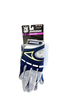 Used Brine MANTRA Lacrosse Gloves Womens Navy Blue LG