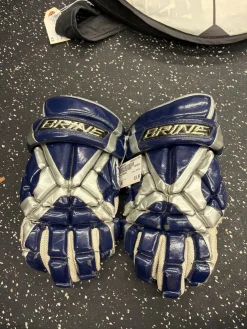 Used Brine MENACE Lacrosse Gloves Mens Navy Blue MD
