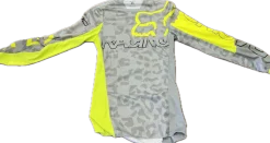 Used Fox Youth Top Grey And Lime XS