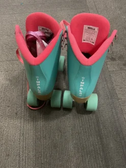 Used Impala GREEN/PINK ROLLERSKATES Senior Roller Quad Skates Teal Senior 8