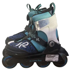 Used K2 MARLEE 1 - 5 Junior Roller Quad Skates Carolina Blue Adjustable