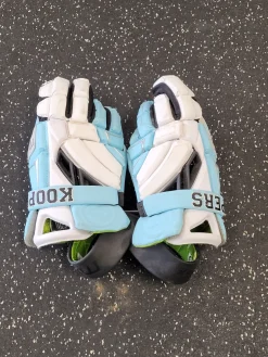 Used Maverik MAX GOALIE GLOVES LAX Goalie Gloves M White 14"