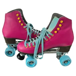 Used Riedell Senior Roller Quad Skates Pink Senior 9