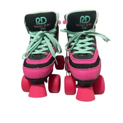 Used RollerDerby PNK/TEAL Junior Roller Quad Skates Pink Junior 04