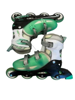 Used RollerDerby VTECH 500 ADJ Senior Aggressive Skates Green Adjustable