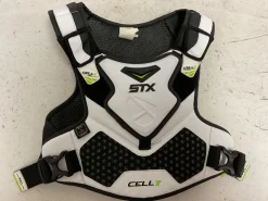 Used STX CELL V Lacrosse Shoulder Pads White And Black LG