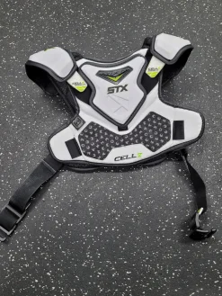 Used STX CELL V Lacrosse Shoulder Pads White MD
