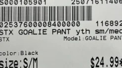 Used STX LAX Goalie Pant Y Black S/M