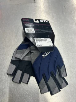 Used STX SEIZE Lacrosse Gloves Womens Navy Blue LG