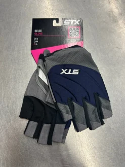 Used STX SEIZE Lacrosse Gloves Womens Navy Blue LG