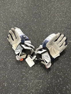 Used STX SURGEON RZR 2 Lacrosse Gloves Mens White MD