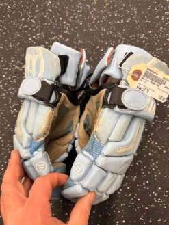 Used Warrior BURN PRO Lacrosse Gloves Mens Carolina Blue 13"