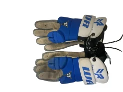 Used Warrior RABIL NEXT Lacrosse Gloves Junior Royal Blue 12"
