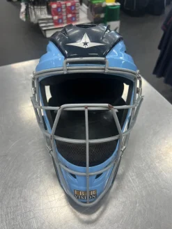 Used All-Star MVP2500-1 Catchers Helmet w/Mask Carolina Blue And Navy Blue L/XL