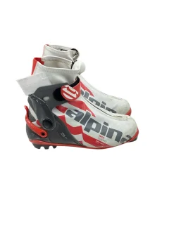 Used Alpina Boys NNN XC Ski Boots Red W 05-05.5 / JR 03.5-04