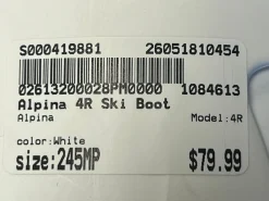 Used Alpina 4R Womens DH Ski Boot White 245 MP - M06.5 - W07.5