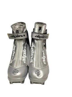 Used Alpina SKATE BOOT Boys NNN XC Ski Boots Grey W 05-05.5 / JR 03.5-04