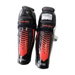 Used Bauer LIL SPORT HOCKEY SHIN GUARDS YTH 10IN Youth Shin Guards Black 10