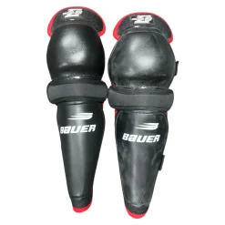 Used Bauer LINDROS Senior Shin Guards Black 12"