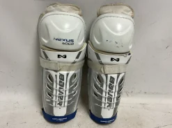Used Bauer NEXUS 6000 Junior Shin Guards Grey And White 11