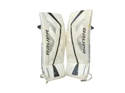 Used Bauer ONE.5 STEP 2 Goalie Leg Pads Junior White And Yellow 25
