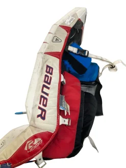 Used Bauer REACTOR Goalie Leg Pads Senior White/Red/Navy 35