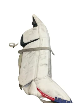 Used Bauer REACTOR Goalie Leg Pads Senior White/Red/Navy 35
