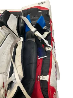 Used Bauer REACTOR Goalie Leg Pads Senior White/Red/Navy 35
