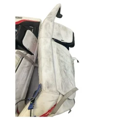 Used Bauer REACTOR Goalie Leg Pads Senior White/Red/Navy 35