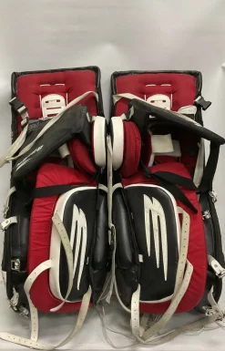 Used Bauer SUPREME Goalie Leg Pads Senior White/Black/Red 33"