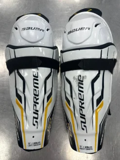 Used Bauer SUPREME 150 Junior Shin Guards White 11"