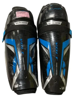 Used Bauer VOLT JR Senior Shin Guards Black 13"