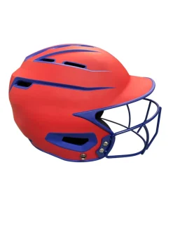 Used BoomBah HELMET W CAGE NVY/RED Batting Helmet w/Mask Navy Blue And Red S/M