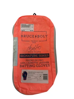 Used Bruce Bolt BB/SB Batting Gloves Navy Blue And Orange MD