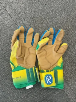 Used BRUCE BOLT CREATOR SERIES BB/SB Batting Gloves Green And Yellow XL