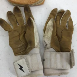 Used BRUCE BOLT PREMIUM PRO LONG CUFF MD BB/SB Batting Gloves White MD