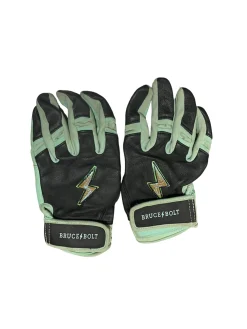 Used BRUCE BOLT SHORT CUFF YOUTH BB/SB Batting Gloves Black XL