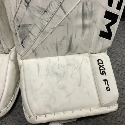 Used CCM AXIS F9 Goalie Leg Pads Senior White 32"