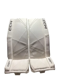 Used CCM AXIS 2.5 30+1 Goalie Leg Pads Junior White 30