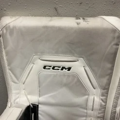 Used CCM AXIS XF PRO Goalie Leg Pads Senior White And Black 34"