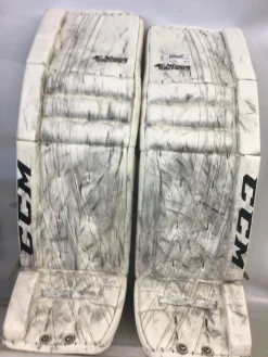 Used CCM EXTREME FLEX PRO Goalie Leg Pads Senior White 36"