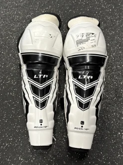 Used CCM LTP Junior Shin Guards White 12"