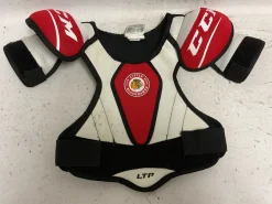 Used CCM LTP LITTLE BLACKHAWKS Junior Shoulder Pads White/Black/Red MD
