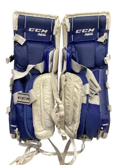 Used CCM R1.5 Goalie Leg Pads Junior Royal Blue 28"