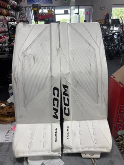 Used CCM TACKS Goalie Leg Pads Senior White 33